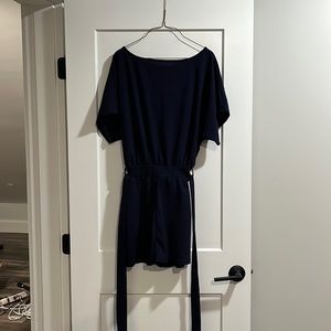 Navy blue romper with tie belt